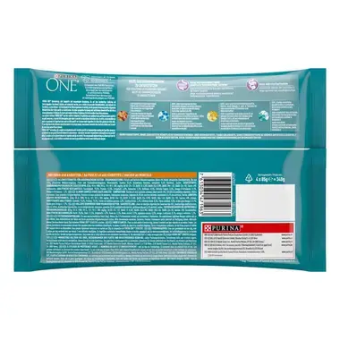 Purina ONE® Sensitive Fijne Malse Reepjes in Saus met Kip natvoer voor katten 4x85g