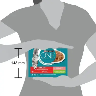 Purina ONE® Sterilcat Fijne Malse Reepjes in Saus met Zalm en Kalkoen natvoer voor katten 8x85g