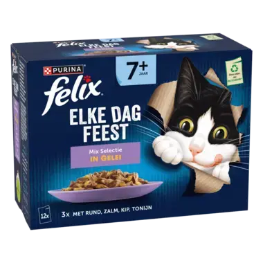 FELIX® Elke Dag Feest 7+ Mix Selectie in Gelei senior kattenvoer nat