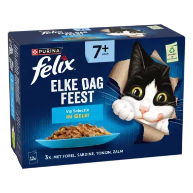 Felix® Elke dag Feest 7+ Vis Selectie in Gelei senior kattenvoer nat
