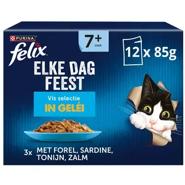 Felix® Elke dag Feest 7+ Vis Selectie in Gelei senior kattenvoer nat