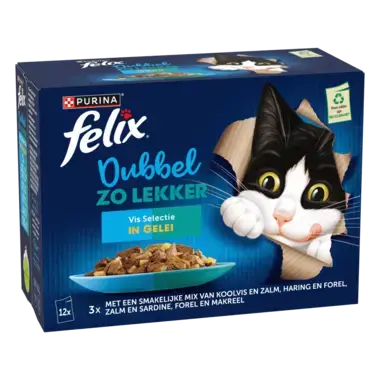 FELIX® Elke Dag Feest Dubbel Zo Lekker Vis Selectie in Gelei kattenvoer nat