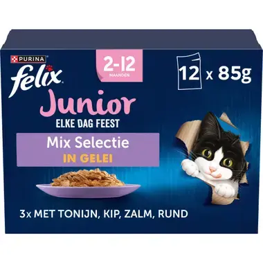 FELIX® Elke Dag Feest Junior Mix Selectie in Gelei kitten kattenvoer nat