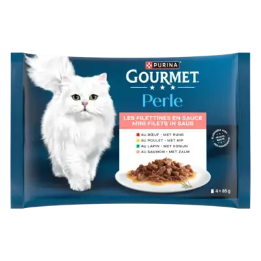 GOURMET™ Perle Mini Filets in Saus met Rund, Kip, Konijn, Zalm kattenvoer nat