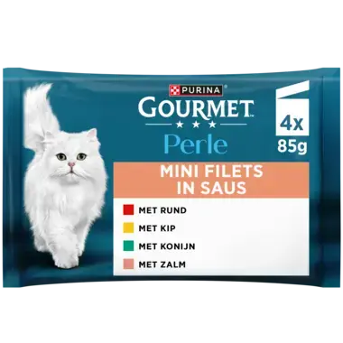 GOURMET™ Perle Mini Filets in Saus met Rund, Kip, Konijn, Zalm kattenvoer nat