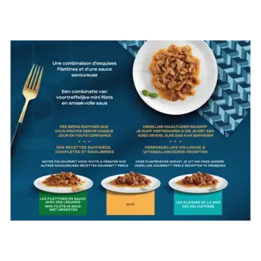 GOURMET™ Perle Mini Filets in Saus met Kalkoen, Tonijn, Eend, Lam kattenvoer nat