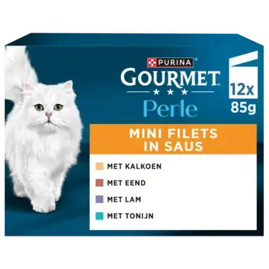 GOURMET™ Perle Mini Filets in Saus met Kalkoen, Tonijn, Eend, Lam kattenvoer nat