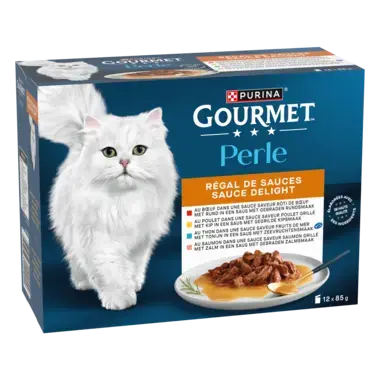 GOURMET™ Perle Sauce Delight met Rund, Kip, Tonijn, Zalm kattenvoer nat
