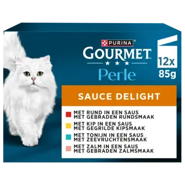 GOURMET™ Perle Sauce Delight met Rund, Kip, Tonijn, Zalm kattenvoer nat