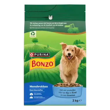 BONZO® Adult Menubrokken met Rund, Kip en Groenten hondenvoer
