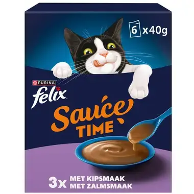 FELIX® Sauce Time Kip met Zalm- en Kipsmaak kat natvoer