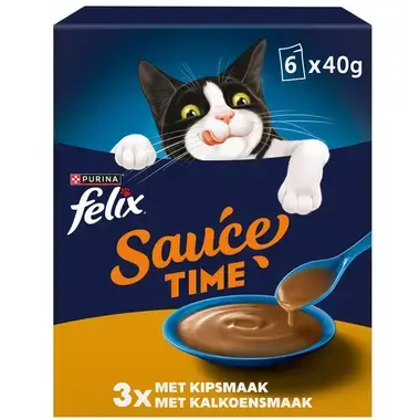 FELIX® Sauce Time met Kip- en Kalkoensmaak  kat natvoer
