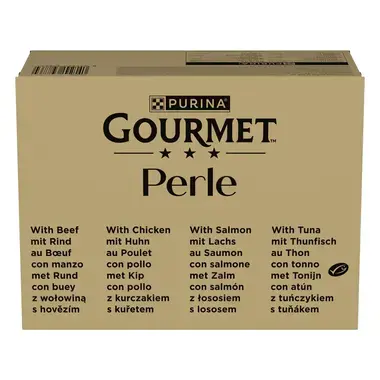 GOURMET™ Perle Mini Filets in Saus met Rund, Kip, Zalm, Tonijn kattenvoer nat