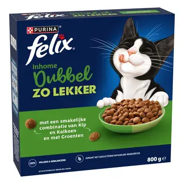 FELIX® Dubbel Zo Lekker Inhome met Kip en Kalkoen kattenvoer