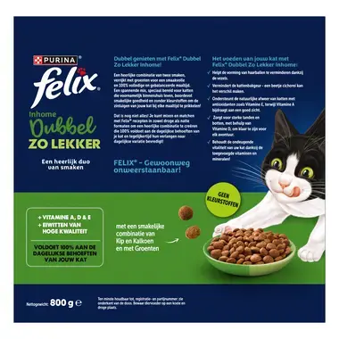 FELIX® Dubbel Zo Lekker Inhome met Kip en Kalkoen kattenvoer