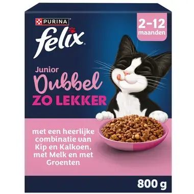 FELIX® Dubbel Zo Lekker Junior met Kip en Kalkoen Kitten Kattenvoer