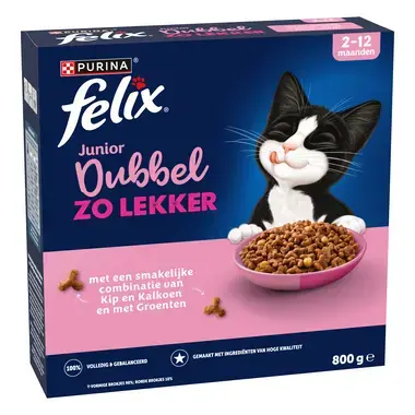 FELIX® Dubbel Zo Lekker Junior met Kip en Kalkoen Kitten Kattenvoer