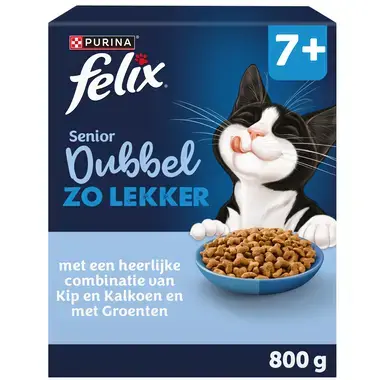 FELIX® Dubbel Zo Lekker Senior 7+ met Kip en Kalkoen kattenvoer