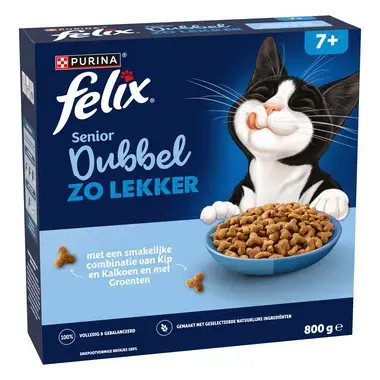 FELIX® Dubbel Zo Lekker Senior 7+ met Kip en Kalkoen kattenvoer