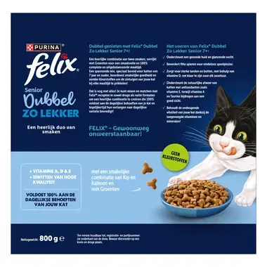 FELIX® Dubbel Zo Lekker Senior 7+ met Kip en Kalkoen kattenvoer