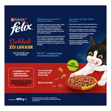 FELIX® Dubbel Zo Lekker met Rund en Kip kattenvoer