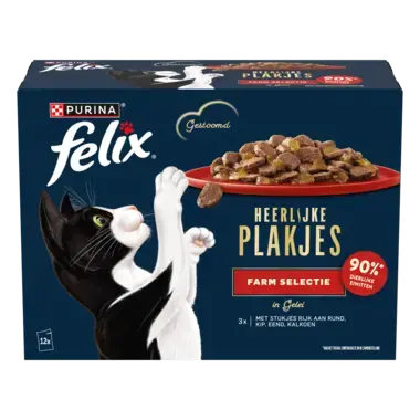 Felix Heerlijke Plakjes Farm Selectie in Gelei Kattenvoer nat