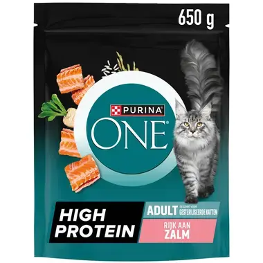 PURINA ONE® High Protein Rijk aan Zalm kattenvoer