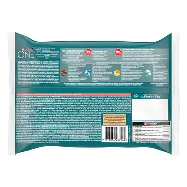 Purina ONE® Sterilcat Fijne Malse Reepjes in Saus met Zalm natvoer voor katten 4x85g