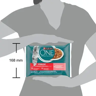 Purina ONE® Sterilcat Fijne Malse Reepjes in Saus met Zalm natvoer voor katten 4x85g