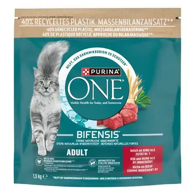 PURINA ONE® Adult Rijk aan Rund en Volkoren Granen kattenvoer