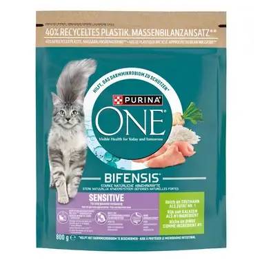 PURINA ONE® Sensitive Rijk aan Kalkoen en Rijst kattenvoer