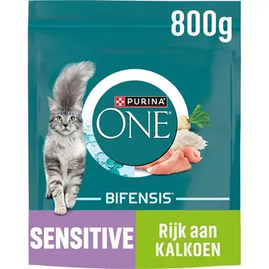 PURINA ONE® Sensitive Rijk aan Kalkoen en Rijst kattenvoer