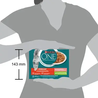 Purina ONE® Sterilcat Fijne Malse Reepjes in Saus met Zalm en Kalkoen natvoer voor katten 8x85g