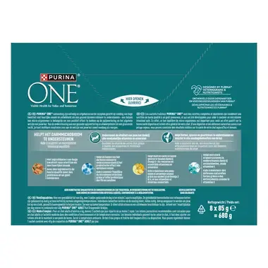 PURINA ONE® Adult Malse Reepjes in Saus met Kip natvoer voor katten 8x85g