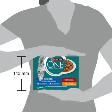 PURINA ONE® Senior 7+ Rijk aan Kip en Rund in saus kattenvoer nat