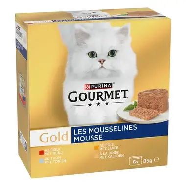 GOURMET™ Gold Mousse met Tonijn, Lever, Kalkoen, Rund kattenvoer nat