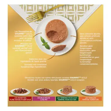 GOURMET™ Gold Mousse met Tonijn, Lever, Kalkoen, Rund kattenvoer nat