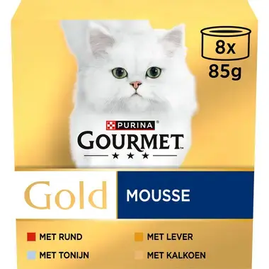 GOURMET™ Gold Mousse met Tonijn, Lever, Kalkoen, Rund kattenvoer nat
