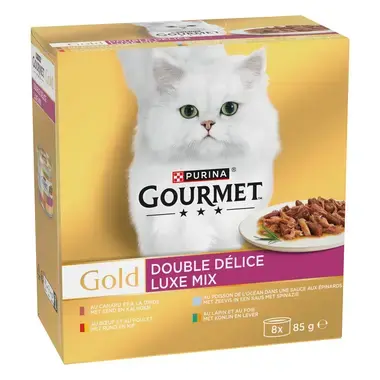 GOURMET™ Gold Luxe Mix met Rund, Kip, Eend, Kalkoen kattenvoer nat