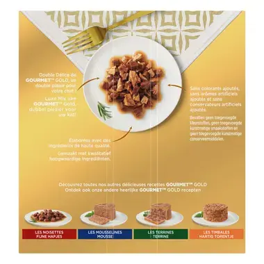 GOURMET™ Gold Luxe Mix met Rund, Kip, Eend, Kalkoen kattenvoer nat