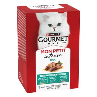 GOURMET™ Mon Petit Duo Intense Mix van Vis & Vlees kattenvoer nat