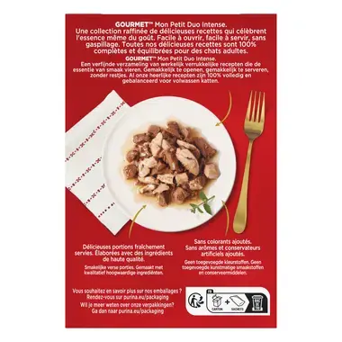 GOURMET™ Mon Petit Duo Intense Mix van Vis & Vlees kattenvoer nat