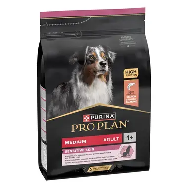 Front PURINA® PRO PLAN® Medium Adult Sensitive Skin Rijk aan Zalm 