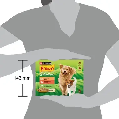BONZO® Selections met Rund, Kip of Lam in Gelei natvoer