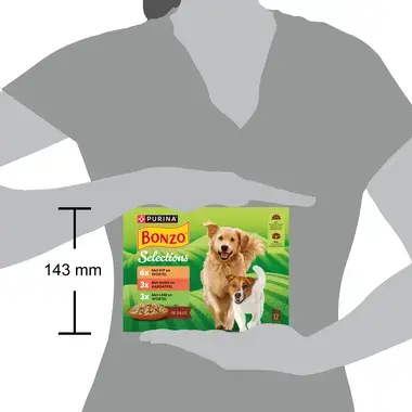 BONZO® Selections met Rund, Kip of Lam in Saus natvoer