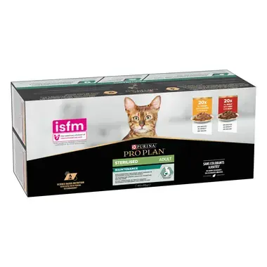 PURINA® PRO PLAN® Adult STERILISED MAINTENANCE met kip in saus PURINA® PRO PLAN® Adult STERILISED MAINTENANCE met rund in sau