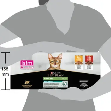 PURINA® PRO PLAN® Adult STERILISED MAINTENANCE met kip in saus PURINA® PRO PLAN® Adult STERILISED MAINTENANCE met rund in sau