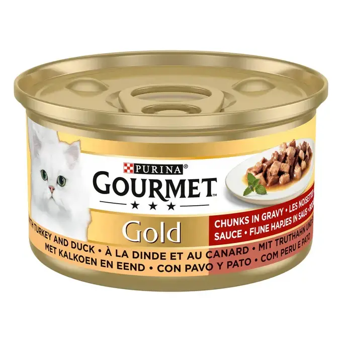 Gourmet Gold Fijne Hapjes in Saus Kattenvoer, Natvoer met Kalf in een