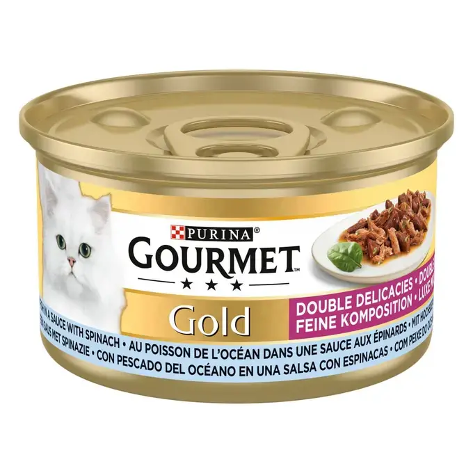 GOURMET™ Gold Luxe Mix Zeevis, Spinazie kattenvoer | Purina NL