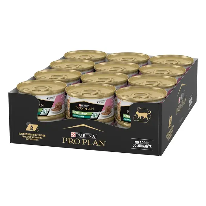 PRO PLAN® Adult 1 STERILISED MAINTENANCE Terrine with Cod Wet Cat Food Bags 10x75g, Pack of 4